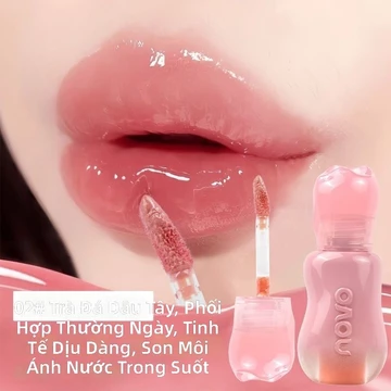 Son Môi NOVO Chất Liệu Kính Nước Bóng Mượt Bền Màu Không Trôi Không Dính Ly Son Nhẹ Mềm Dịu Da Tự Nhiên Cho Học Sinh Nữ