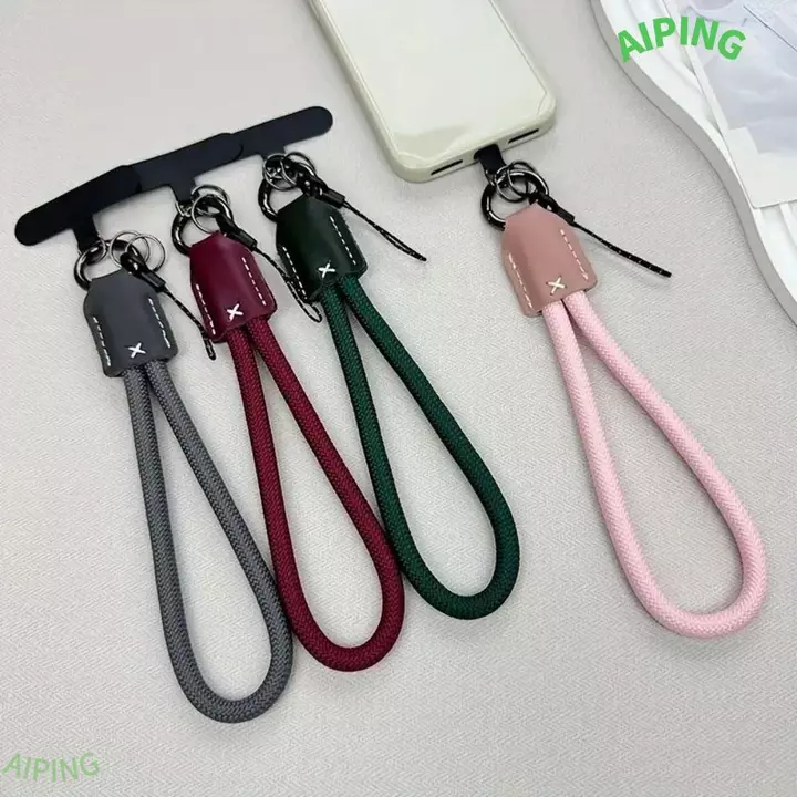NG1ZX Dây bện Dây điện thoại, Đầu da Pu Dây buộc kẹp điện thoại sang trọng, Dây đeo điện thoại thời trang Nylon dễ thương Phụ kiện điện thoại