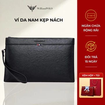 Túi kẹp nách nam da WILLIAMPOLO chính hãng, clutch nam cao cấp thiết kế sang trọng lịch lãm POLO202132