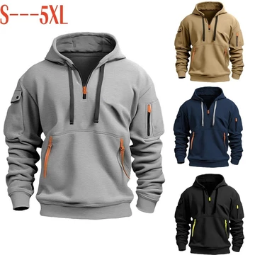 Áo hoodie nam Qianshan County có nhiều túi, áo nỉ nam mùa xuân thu, áo hoodie thể thao nam phong cách thường ngày.