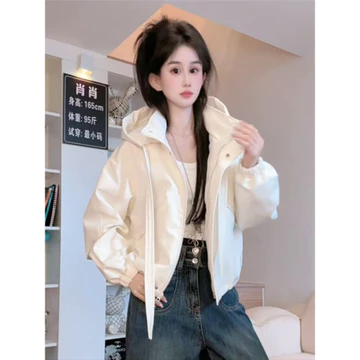 Áo khoác ngắn nữ,áo khoác gió đa năng mùa thu mới, áo khoác công sở có mũ, áo phong cách Hàn Quốc.
