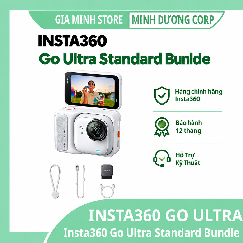 Camera Hành Động Insta360 GO Ultra Bundle - Standard - AI POV Siêu Nhỏ Gọn 4K - Chính Hãng - BH 12T