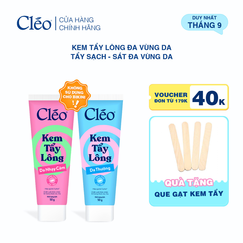 Kem Tẩy Lông Nách, Tẩy Lông Tay Chân Cleo, Tẩy Lông Sạch. Sát, Không Kích Ứng 50g