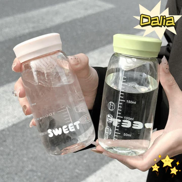 Bình Nước Mini DALIA, Cốc Nước Trong Suốt 300ml, Có Dụng Cụ Lọc Trà Có Cân Đựng Nước Di Động Ngoài Trời