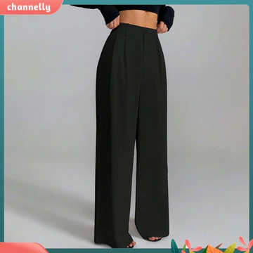 [Còn hàng] Quần ống rộng Quần nữ chống nhăn Quần ống rộng lưng cao dành cho nữ Quần ống rộng thẳng dáng rộng vừa vặn Quần áo bảo hộ lao động màu trơn Quần mặc công sở và mặc