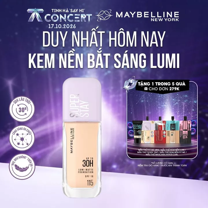 Kem nền bắt sáng Superstay Lumi Matte 30H che phủ siêu nhẹ mặt Maybelline New York 35ml [MỚI]
