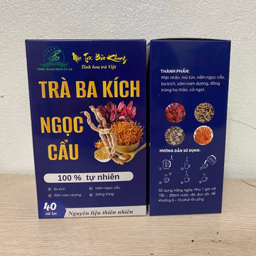 Combo 160 gói trà túi lọc ba kích nấm ngọc cẩu Bảo Khang, trà ba kích tím + ngọc cẩu + mú từn