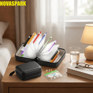 NOVASPARK Hộp đựng thuốc 7 ngày, Túi có khóa kéo mã màu Bộ túi đựng thuốc chống thấm nước, Hộp đựng thuốc chống ẩm Túi đựng thuốc hàng tuần cầm tay chống rò rỉ Túi đựng thuốc hàng ngày