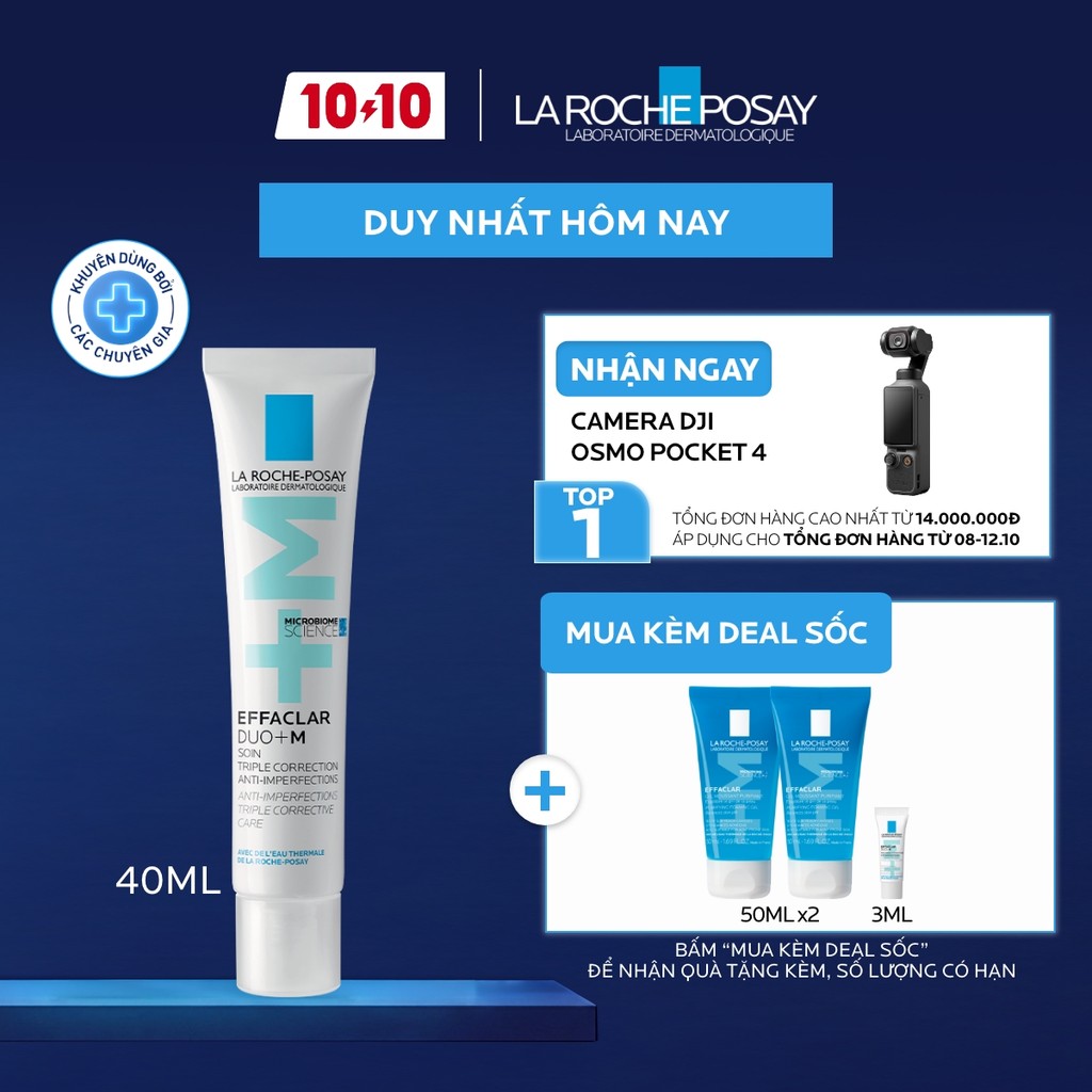 Kem dưỡng giảm mụn nhanh 8 giờ La Roche-Posay Effaclar Duo+ M 40ml