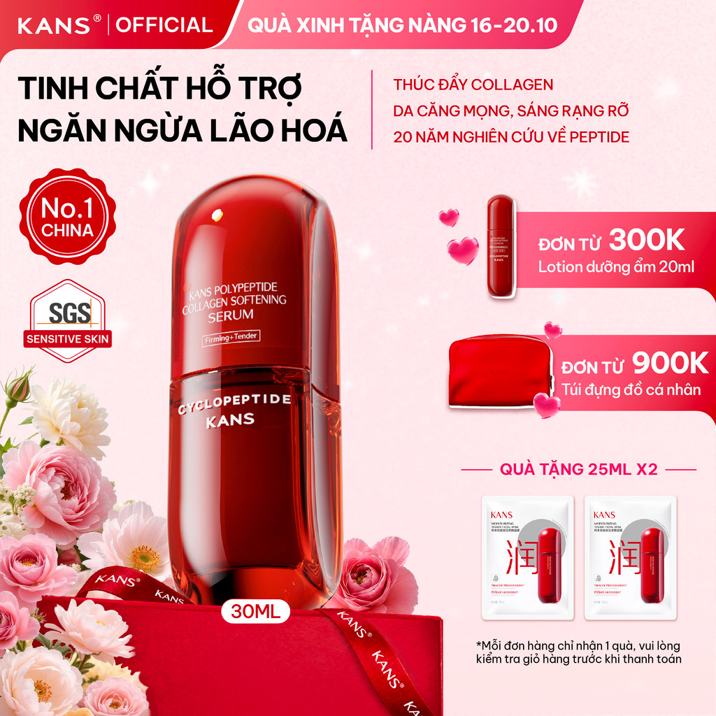 KANS Serum Chống Lão Hóa giúp Dưỡng Ẩm, Làm Mờ Nếp Nhăn, Đốm Nâu, Săn Chắc Da, Phục Hồi Làn Da 30ml