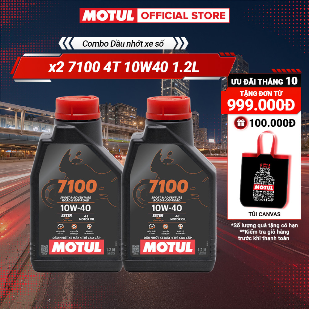Combo 2 Dầu nhớt xe máy MOTUL 7100 4T 10W40 1.2L