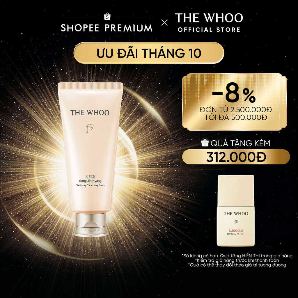 [THE WHOO OFFICIAL] Sữa rửa mặt bọt mịn sạch sâu và dưỡng ẩm THE WHOO Gongjinhyang Clarifying Cleansing Foam 180ml