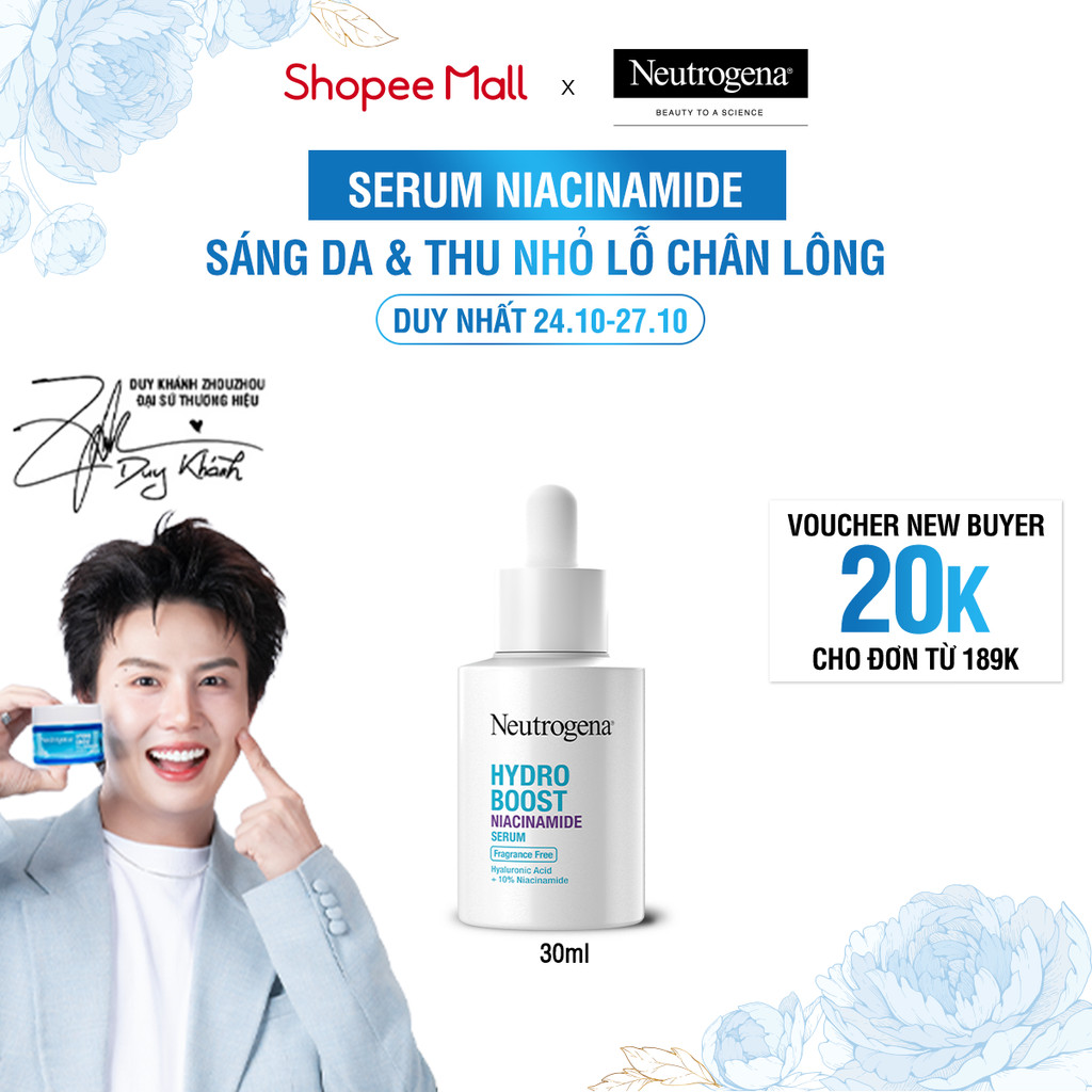 Serum sáng da & thu nhỏ lỗ chân lông Neutrogena® Hydroboost Niacinamide Serum (30ml)
