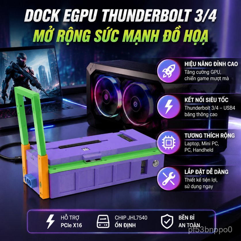Hộp eGPU Thunderbolt 3/4 gắn ngoài cho laptop máy chơi game USB4 PC ...