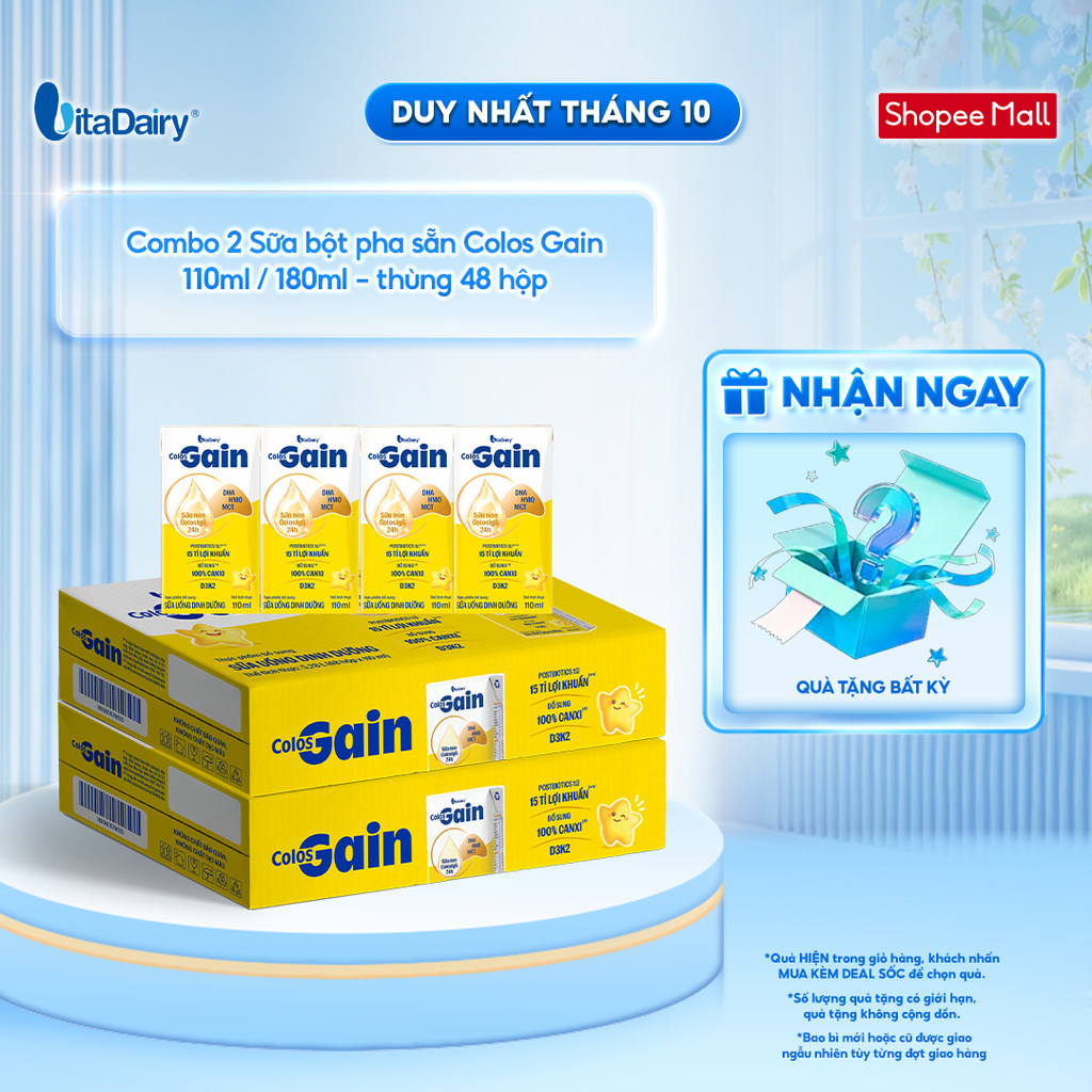 [COMBO 2 THÙNG 48 HỘP] Sữa uống dinh dưỡng Colos Gain 110ml/180ml - Hỗ trợ tăng cân, giúp tăng cường đề kháng