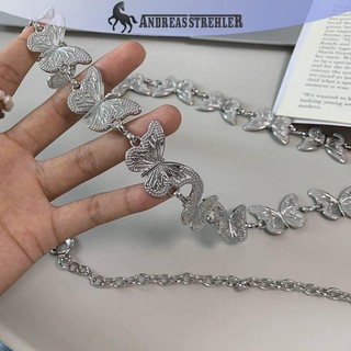 Onetimingfine Cá Tính Bạc Thắt Lưng Dây Xích Nữ Cô Gái Đơn Giản Punk Kim Loại Bụng Dây Xích Cơ Thể Dây Thắt Lưng VN