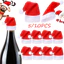 5 / 10 Chiếc Mũ Giáng Sinh Bộ Đồ Ăn Trang Trí Giáng Sinh Cho Gia Đình Xmas Knifves Bao Quà Tặng