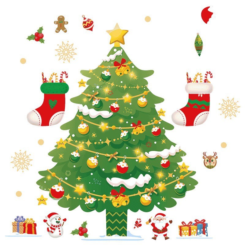 2026 Ông Già Noel Dán Tĩnh Điện Bộ Trang Trí Giáng Sinh Miếng Dán Cửa Kính Dán Cửa Sổ Bố Trí Cảnh 25.9.9