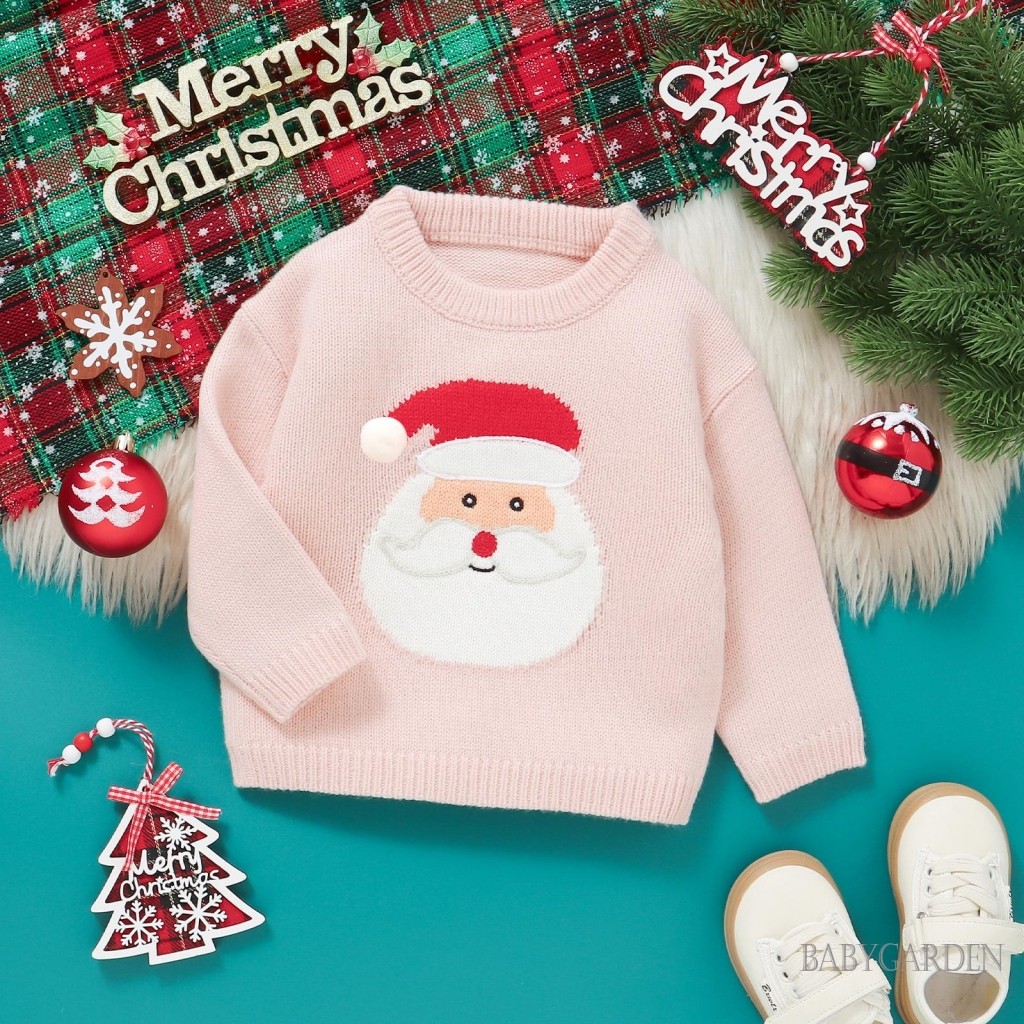 Tập Đi Bé Trai Bé Gái Áo Len Giáng Sinh Tay Dài Cổ Tròn Ông Già Noel / Nai Sừng Tấm Áo Len Mùa Đông Ấm Áp Quần Áo