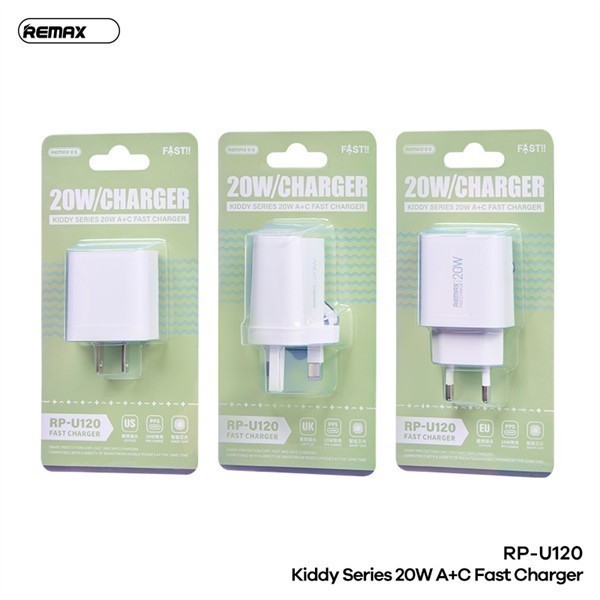 Cốc sạc nhanh chín hãng REMAX RP-U120 bản US C+A QC3.0+PD 20W phiên bản chuẩn 2026