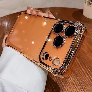 Ốp Chống Sốc Cho iPhone 16 Pro Max 17 Pro Max 14 11 13 12 15 Pro Max 16 Plus 16e 17 Air Trong Suốt Mạ Điện Cứng Vỏ Trong Suốt