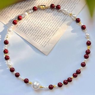 [N1139] Vòng Cổ, Dây Chuyền Mix Ngọc Nhân Tạo Trắng Đỏ Đậm Trẻ Trung Thanh Lịch Cho Nữ - DAISYN