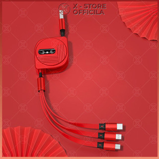 Cáp sạc nhanh 3 trong 1 thu gọn 100W, dây sạc Type C/LN/Micro, dây rút tự động, chống rối - DSN3DRG