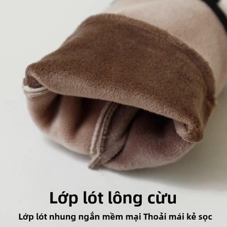 Găng tay chạm màn hình nam nữ mùa đông - ấm áp lông dày, chống trơn, chống nước - Dùng ngoài trời đạp xe, ôm điện