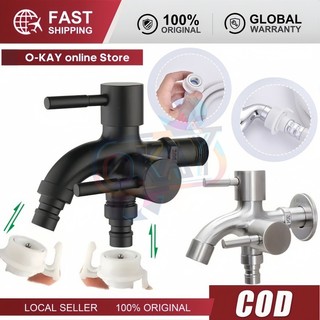 Vòi Dôi Inox 304 Đen Cao Cấp – Một Vào Hai Ra Cho Máy Giặt