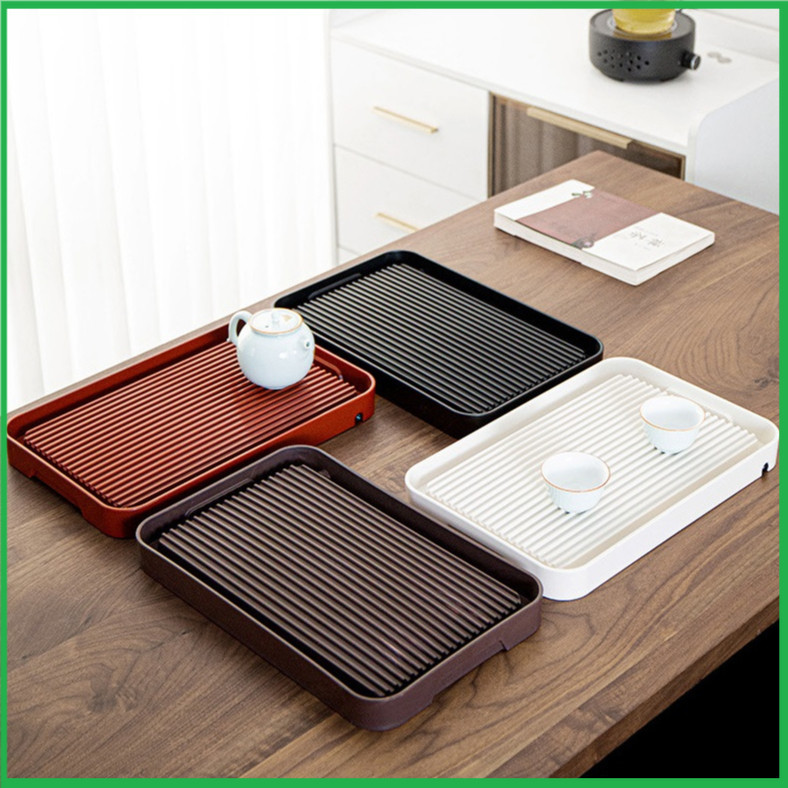 Khay Trà Kiểu Nhật Bản Có Rãnh Và Lỗ Thoát Nước Bằng Nhựa Dẻo Melamine