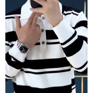 Áo sơ mi Polo sọc Unisex dài tay hợp thời trang mùa thu hàng đầu