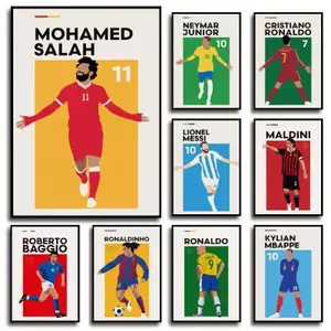 Thế Giới Nổi Tiếng Bóng Đá Ngôi Sao Poster Haaland Salah Poster Không Khung Tranh Canvas Phòng Khách Treo Tường Nghệ Thuật Trang Trí