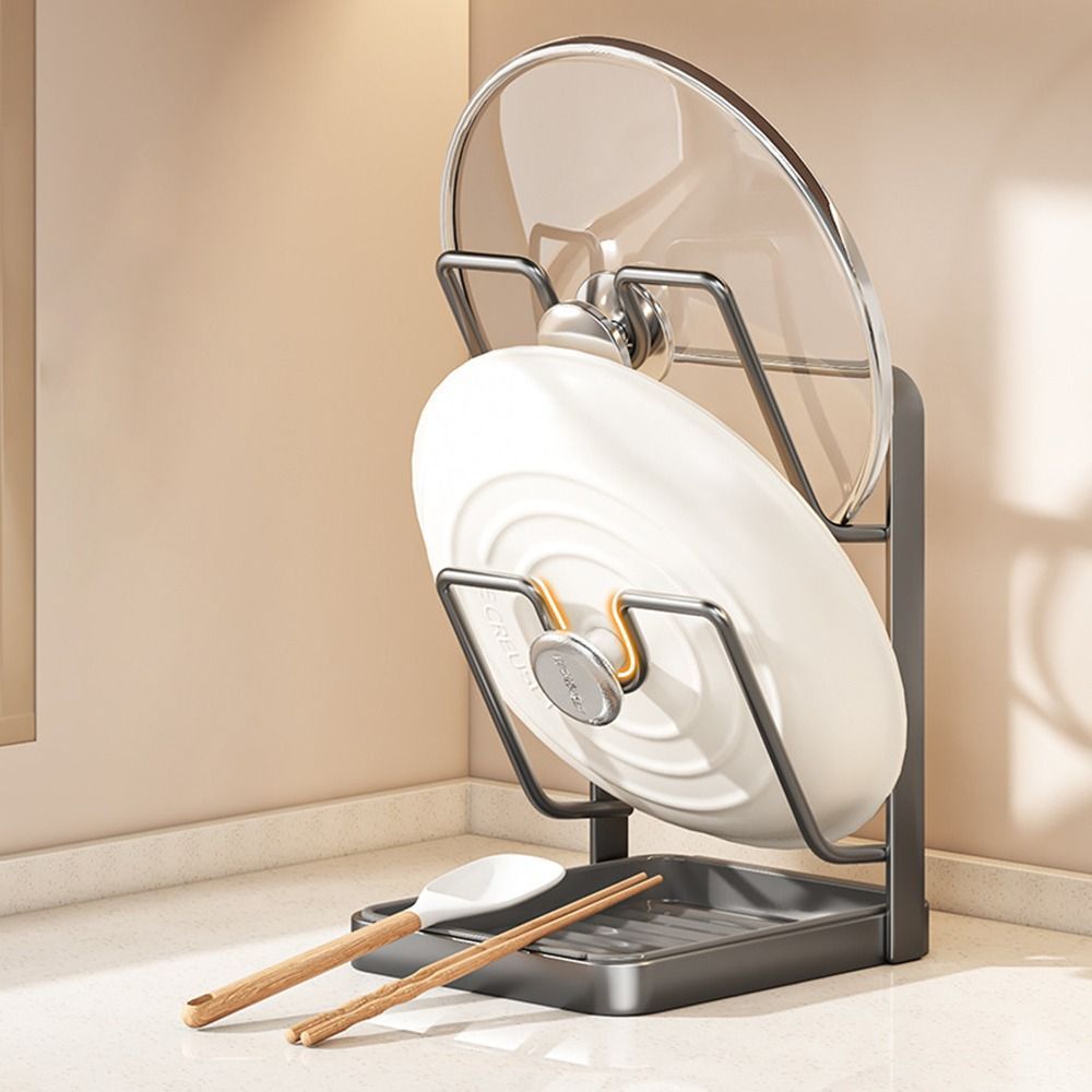 [Vận chuyển nhanh] Dụng cụ sắp xếp nắp nồi SIMPLEAID, Giá đỡ nắp nồi dung tích lớn, Giá đựng đồ nhà bếp hai lớp chống trượt bền bỉ để lưu trữ quầy hiệu quả dễ dàng