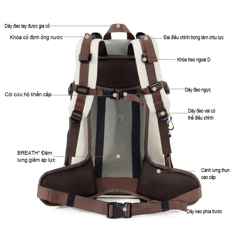 Túi leo núi chống nước chuyên nghiệp ngoài trời CAMEL CROWN 2025, Ba lô du lịch chống mài mòn