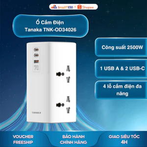 Ổ Cắm Điện Tanaka TNK-OD34026 - Ổ điện trụ đứng - Công suất 2500W - Bảo hành chính hãng 12 tháng