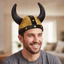 THEGIRL8B Bò Sừng Mũ, Nhập Vai Chơi Trang Phục Mũ Halloween, Thời Trang Viking Vải Đen Bò Đầu Mũ Người Lớn Trẻ Em