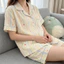 Bộ đồ ngủ PYCOU, Bộ đồ ngủ nhẹ bằng vải Cotton đám mây, Nút thoáng khí thoải mái Viền phía trước Bộ đồ ngủ ngắn tay ngủ