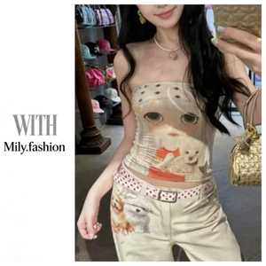 Milyfashion Hoạt Hình Chân Dung In Ống Top 2026 Ngọt Ngào Thoáng Mát Lưng Không Tay Ngắn Mùa Hè Phong Cách Mới Gợi Cảm Tất Cả Trận Đấu Y2K QAGA