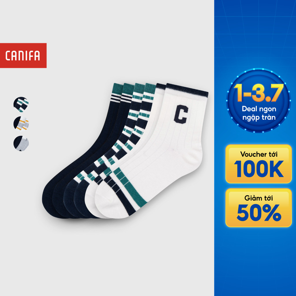 Pack 3 đôi tất bé trai CANIFA cổ cao in họa tiết 2AX25A003