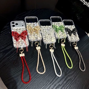 Kim cương giả bướm ba chiều Thích hợp cho vỏ điện thoại Apple 17pro Sling iPhone16 / 15 / 14 Nữ sang trọng