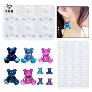 DIY Pha Lê Nhựa Dính Khuôn Gấu Bông Tai Thổ Cẩm Kẹp Tóc Gấu Khuôn Silicon Cho DIY Nhựa Thủ Công Mặt Dây Làm Đồ Trang Sức [Mina]