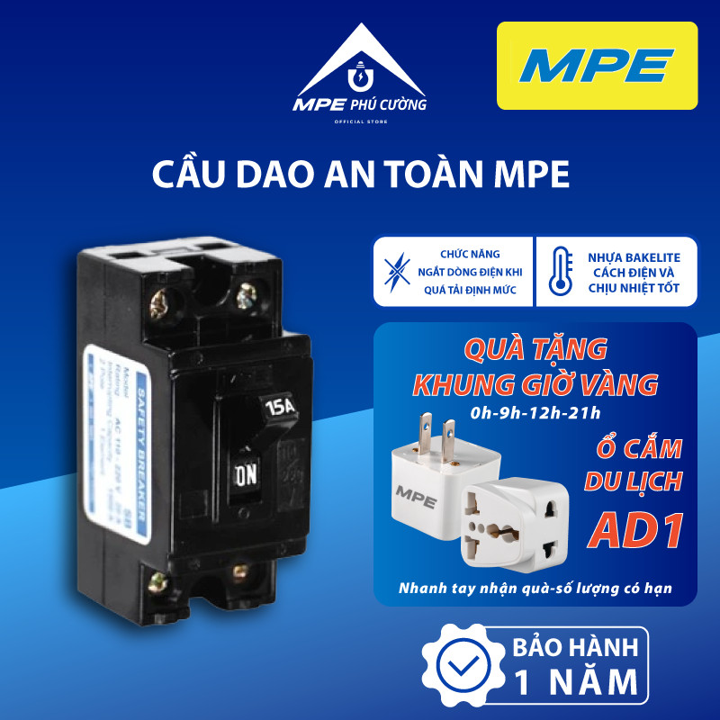 Cầu dao an toàn MPE seri SB, cầu dao cóc, CB cóc chính hãng 10A/15A/20A/30A/40A