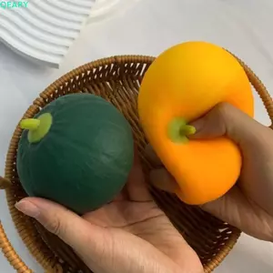 Đồ chơi Squishy bí ngô QEARY, Chất liệu TPR Mô phỏng thực tế Đồ chơi bí ngô phục hồi chậm, Dụng cụ chống lo âu Thủ công DIY thân thiện với da Họa tiết mềm Đồ chơi bóp trái cây Trang trí Halloween