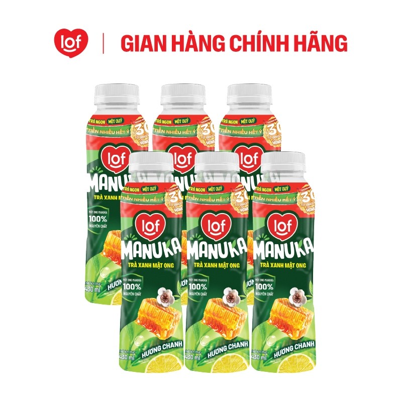 Trà xanh mật ong LOF Manuka hương chanh thùng 24 chai x 430ml