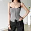 Mùa hè 2026 Retro Haze Xám Ren Khâu Áo yếm Ngực eo hẹp Slim-fit Slimer Look Hot Girl Niche Áo không tay