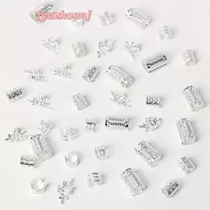 40 Cái / bộ Vintage Vàng Bạc Rỗng Tóc Nhẫn Sắt Tóc Vòng Buộc Tóc Vòng Trang Trí Phụ Kiện Tóc Lo Tóc Trang Sức Tóc Cho Bím Tóc