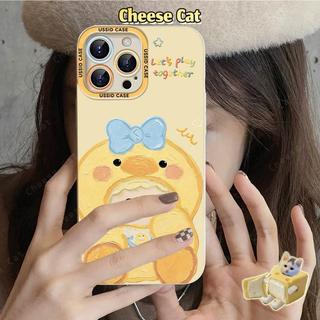 Ốp điện thoại cô gái vịt vàng nhỏ dễ thương có dây buộc cho iPhone 13 14 11 12 15 16 17 Pro Max Xs Max XR 7 8 Plus