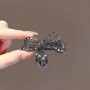 MAUROPOLI Tua Rua Kim Cương Giả Cao Cấp Sang Trọng Phong Cách Mới Ngọc Trai Nơ Nổ Tóc Gãy Kẹp Bên Nữ Kẹp Mỏ Vịt Lười Kẹp