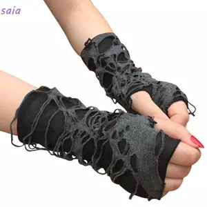 SAIA Halloween Găng Tay Dài Hóa Trang Đen Nữ Cosplay Đảng Thời Trang Beggar Phong Cách