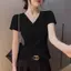 Mùa hè Pure Desire Trắng Trang trọng Vai Áo thun ngắn tay thắt nút Thiết kế thích hợp không đều Slim-fit Slimmer Look